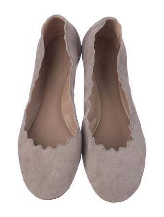 Chloé Suede Scalloped Accent Ballet Flats
