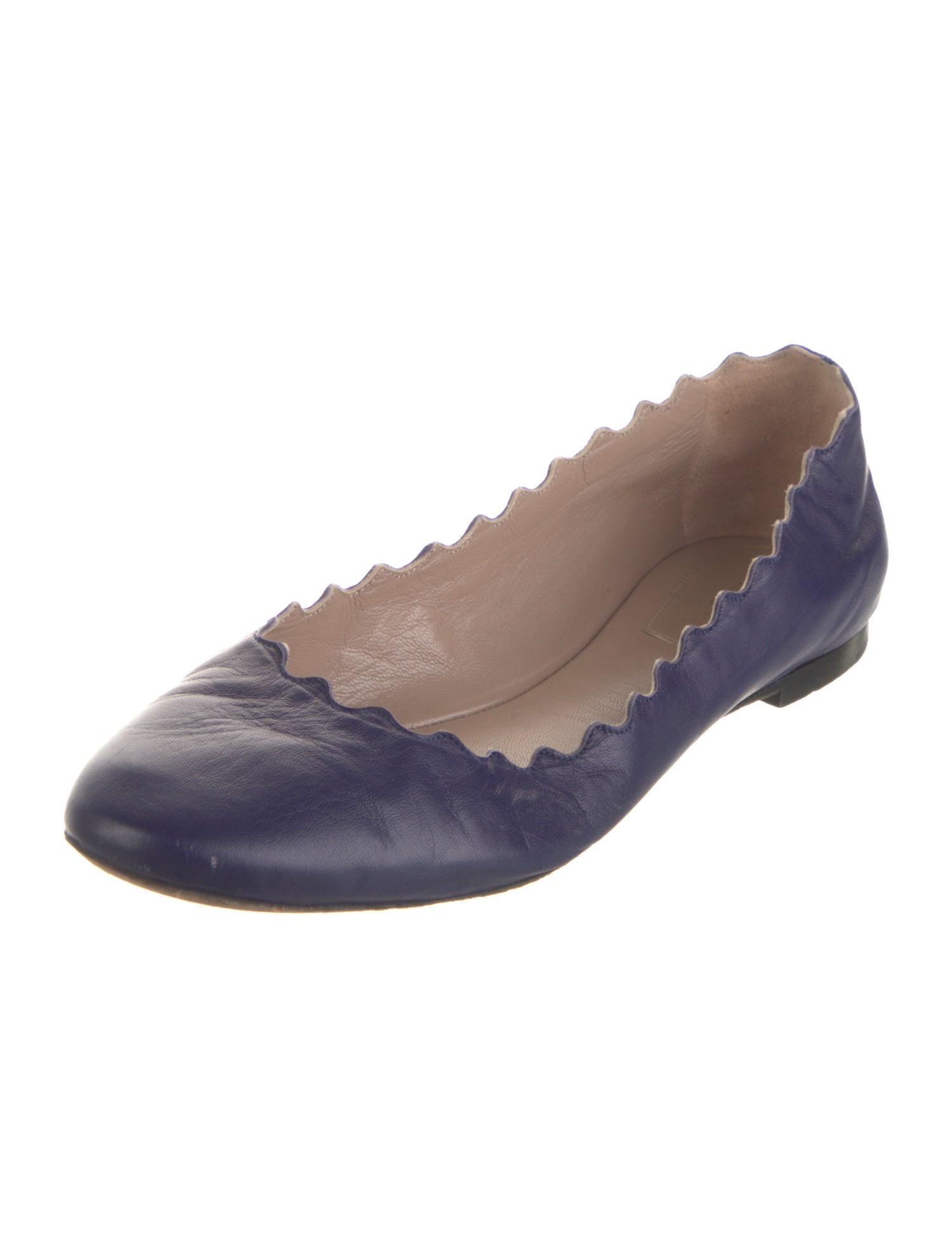 Chloé Leather Scalloped Accent Ballet Flats