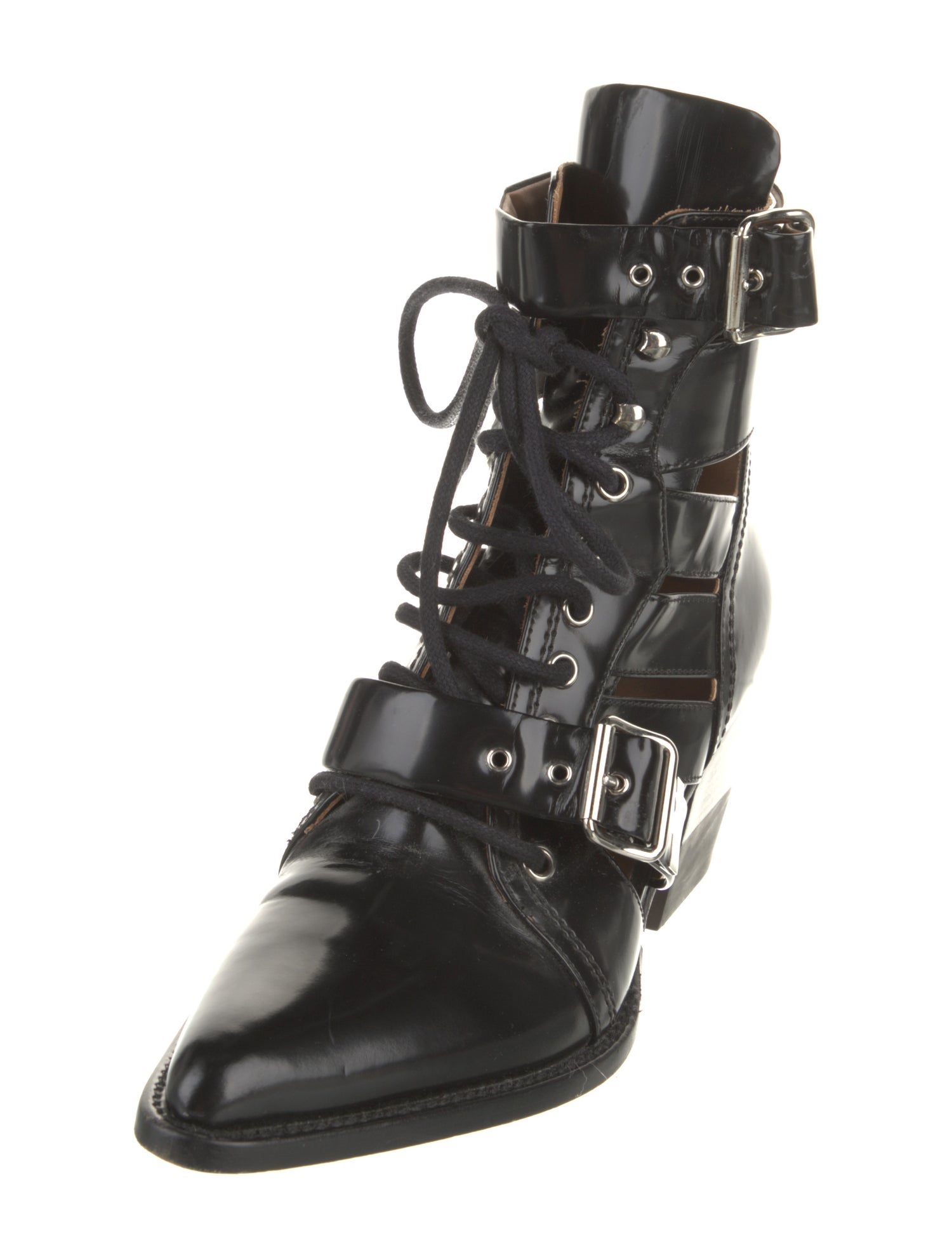 Chloé Patent Leather Lace-Up Boots