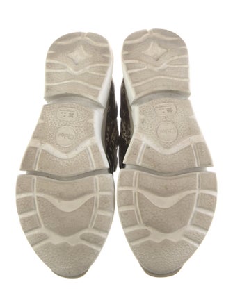 Chloé Embossed Leather Mesh Accents Sneakers