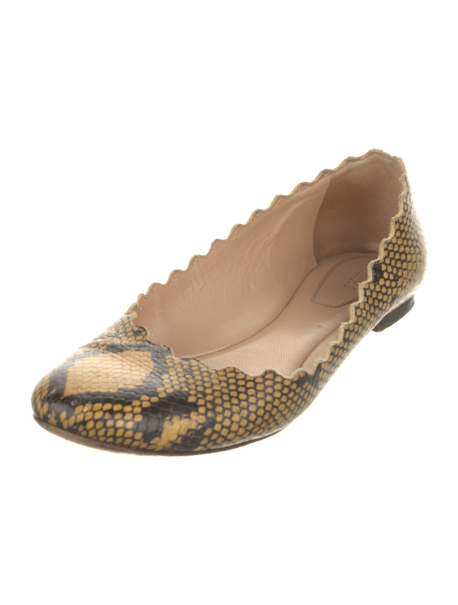 Chloé Embossed Leather Animal Print Flats