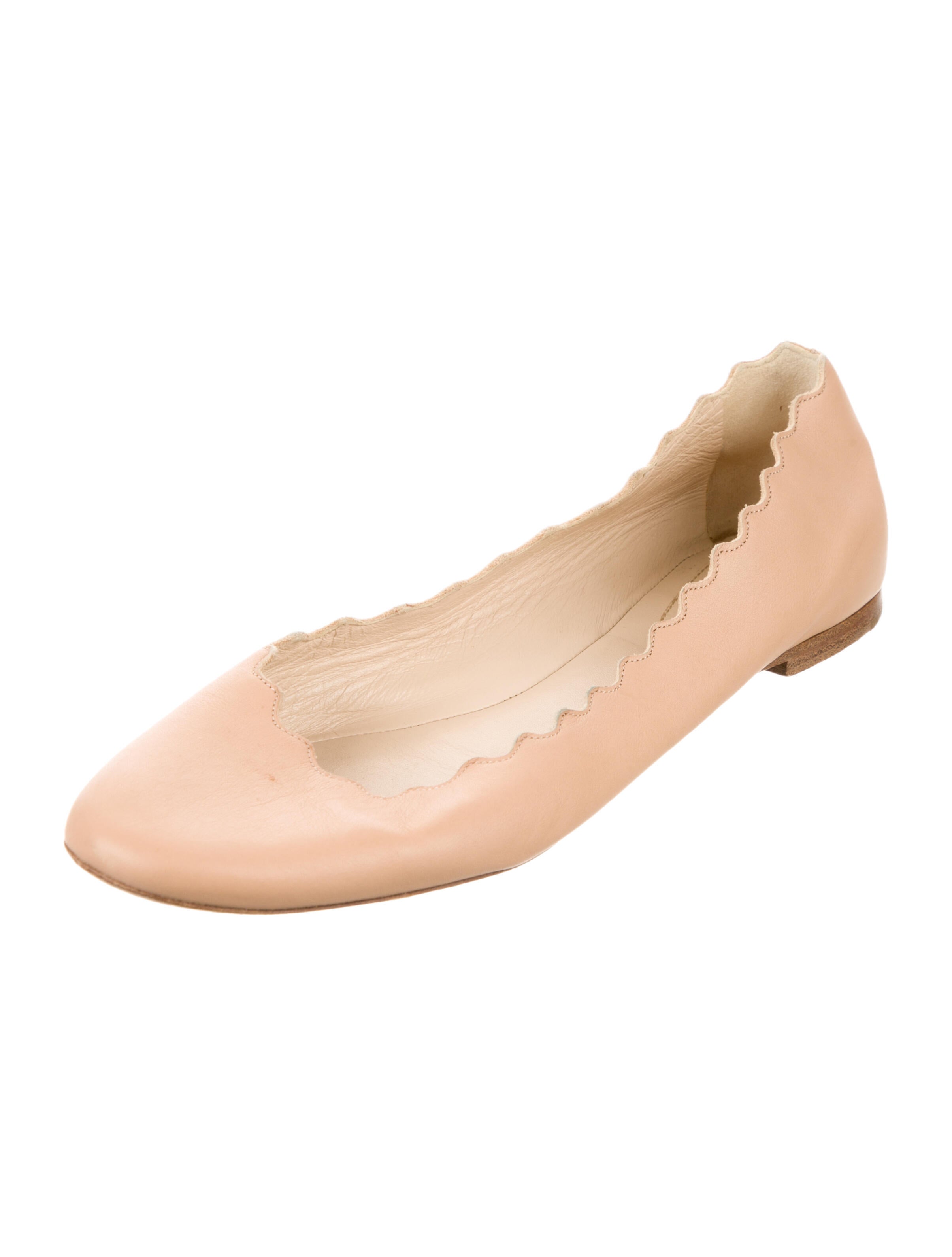Chloé Leather Scalloped Accent Ballet Flats