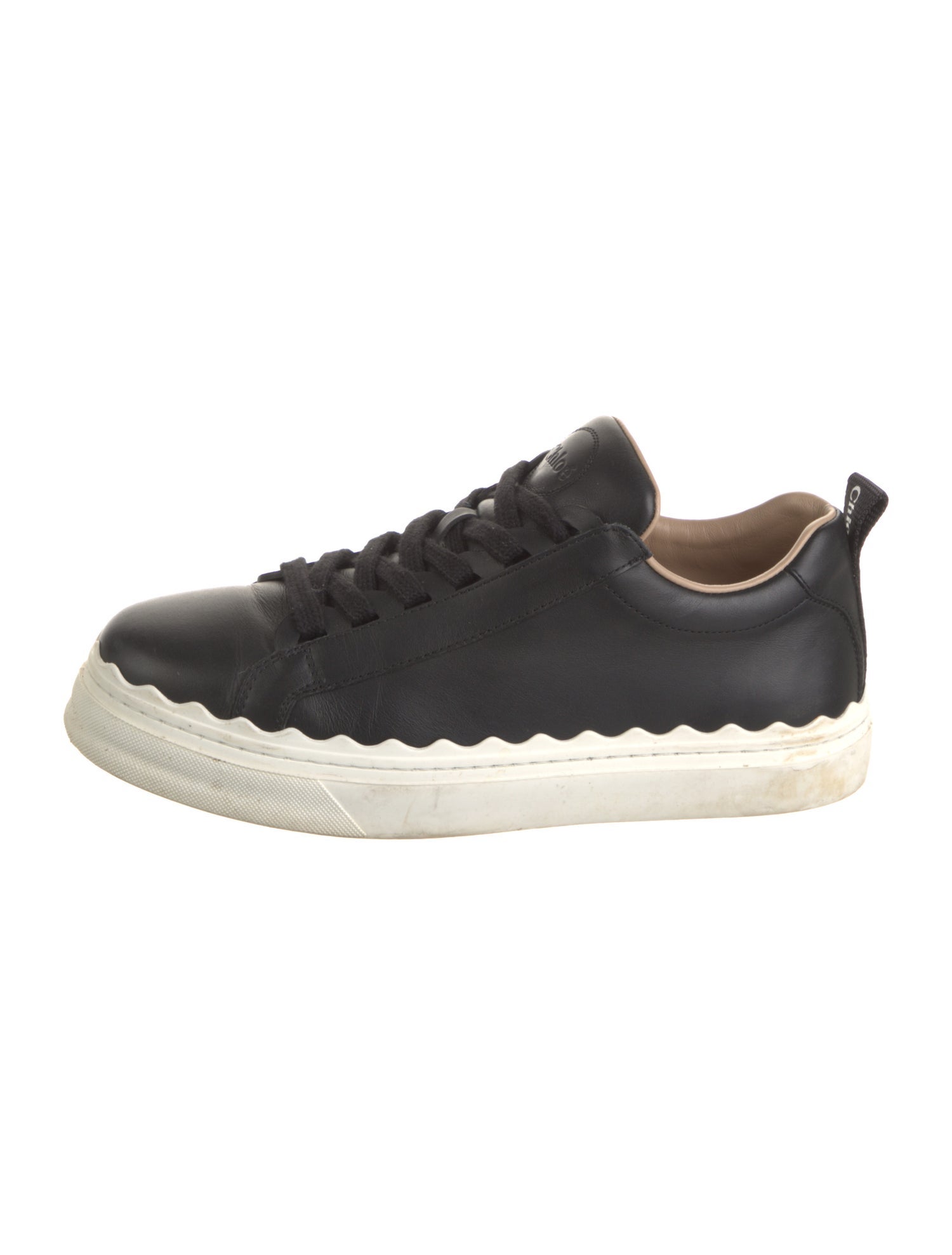 Chloé Leather Scalloped Accent Sneakers