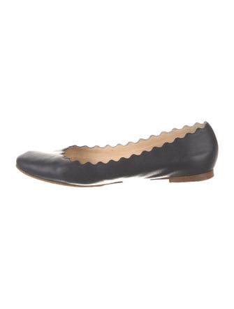 Chloé Leather Scalloped Accent Ballet Flats