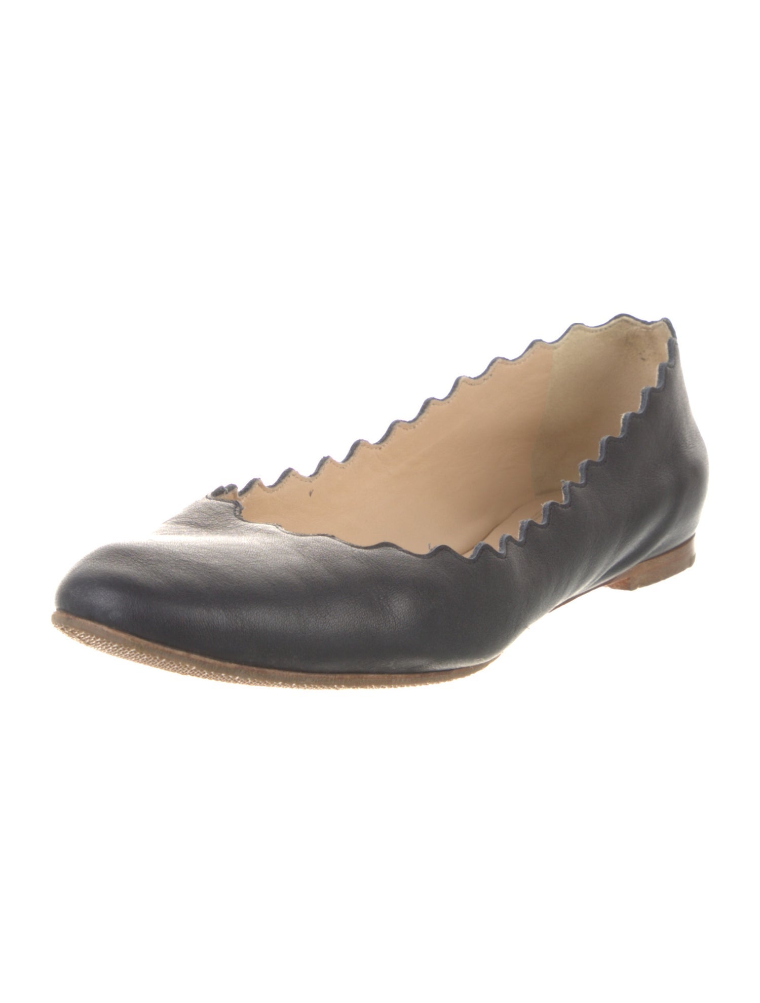 Chloé Leather Scalloped Accent Ballet Flats