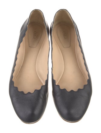 Chloé Leather Scalloped Accent Ballet Flats