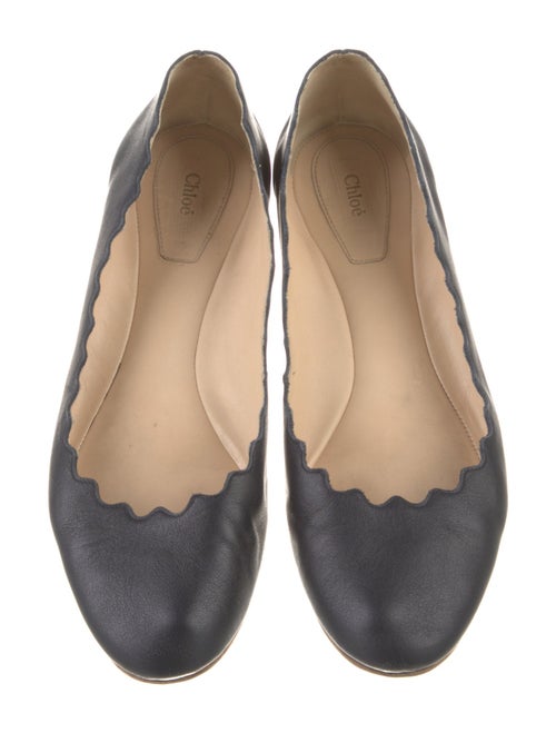 Chloé Leather Scalloped Accent Ballet Flats