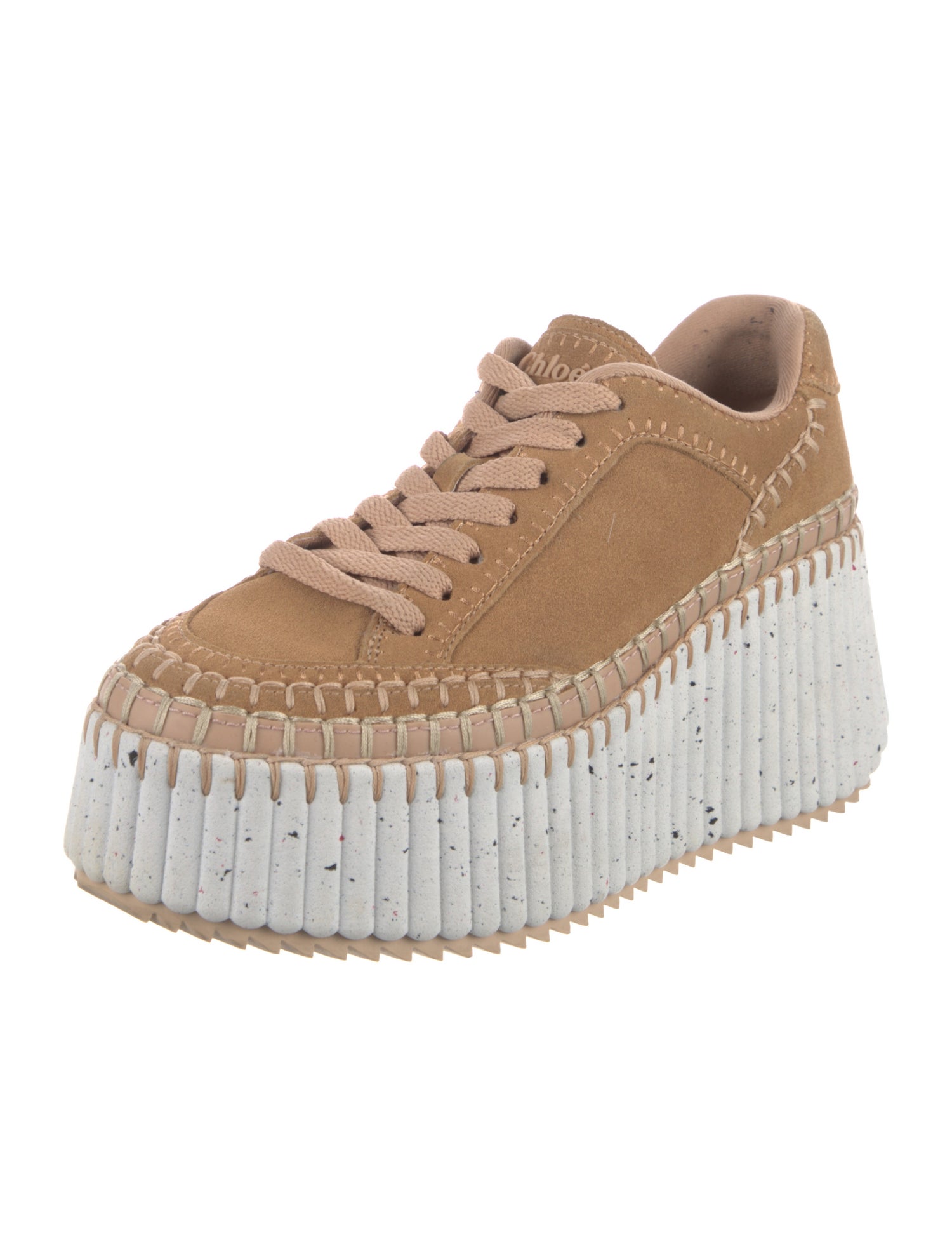 Chloé Suede Whipstitch Trim Sneakers