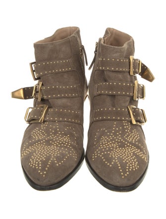 Chloé Suede Studded Accents Western Boots