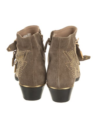 Chloé Suede Studded Accents Western Boots