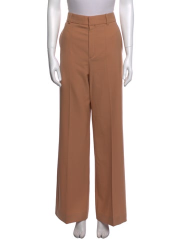 Pre-owned Chloé Virgin Wool Wide Leg Pants In Neutral