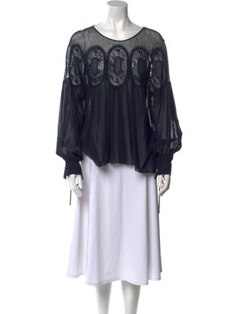 Chloé Scoop Neck Long Sleeve Blouse