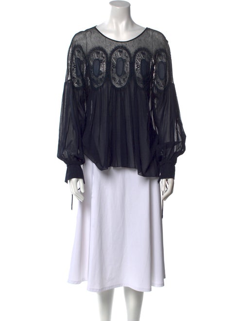 Chloé Scoop Neck Long Sleeve Blouse