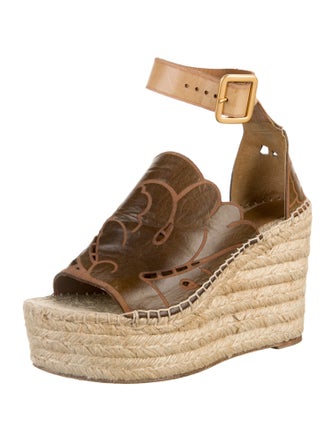 Chloé Leather Scalloped Accent Espadrilles