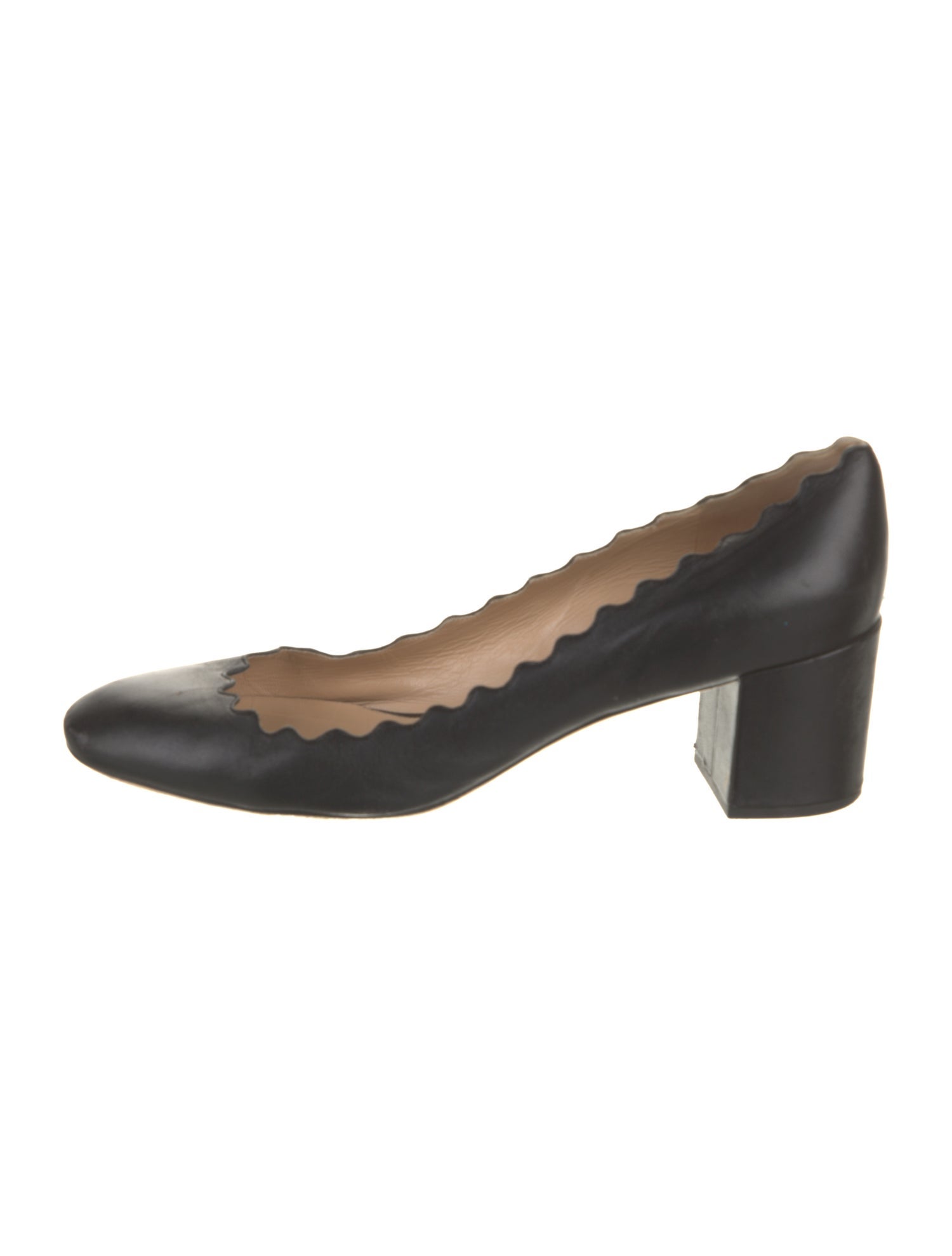 Chloé Leather Scalloped Accent Pumps