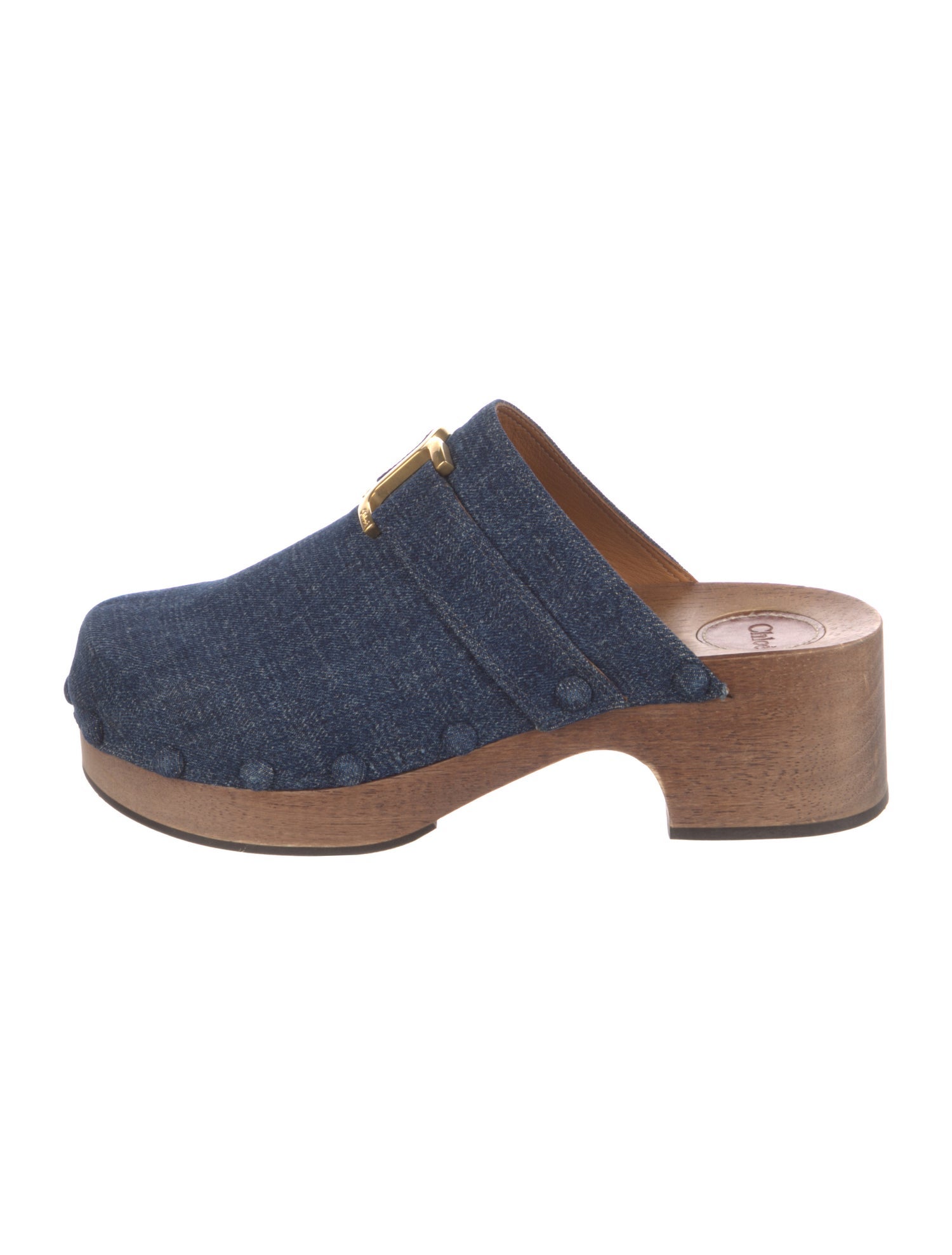 Chloé Denim Studded Accents Mules