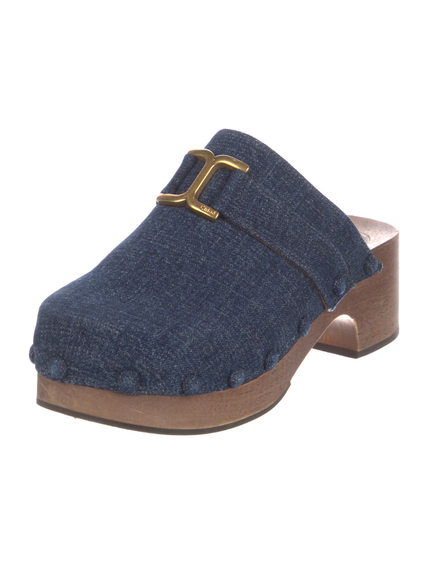 Chloé Denim Studded Accents Mules