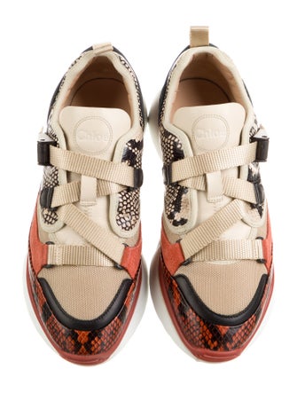 Chloé Leather Animal Print Sneakers