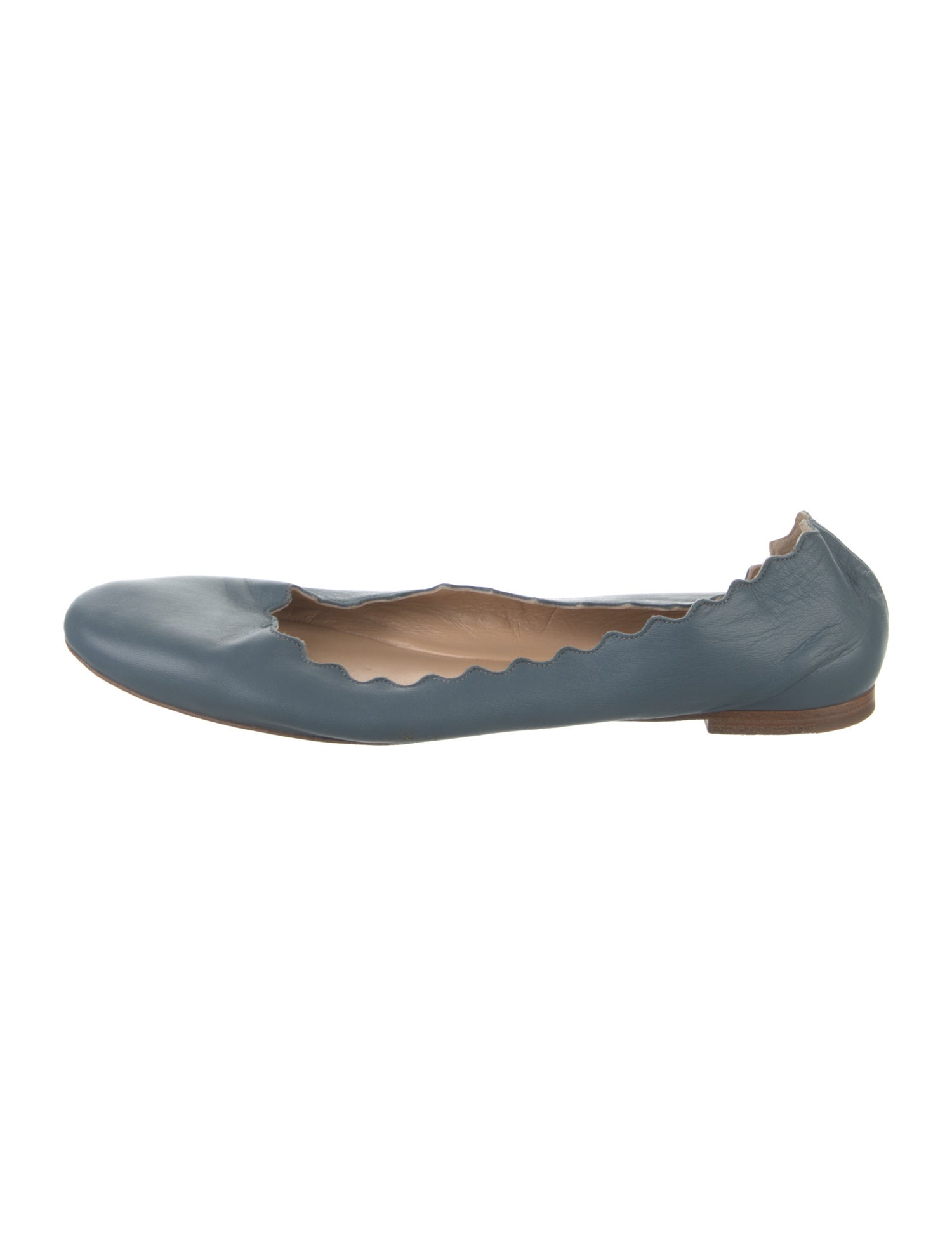 Chloé Leather Scalloped Accent Ballet Flats