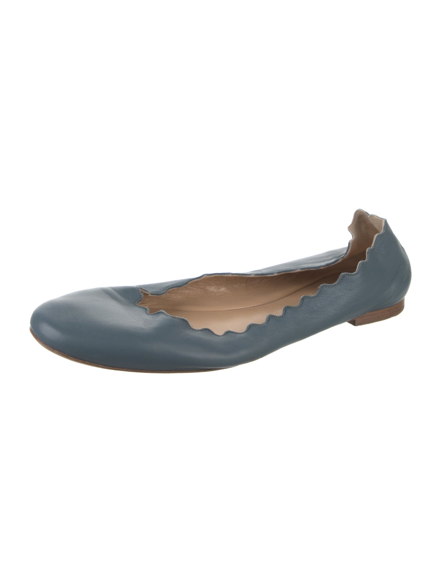 Chloé Leather Scalloped Accent Ballet Flats