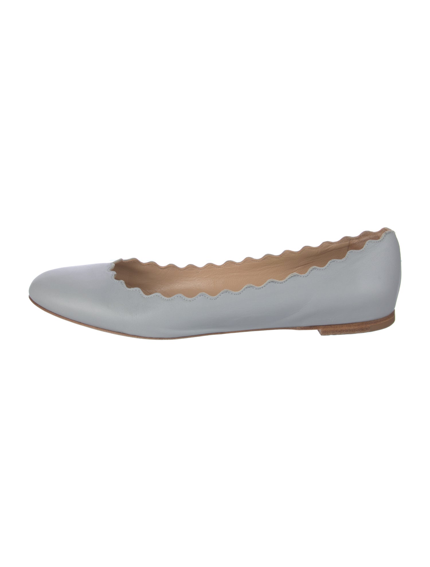 Chloé Leather Scalloped Accent Ballet Flats