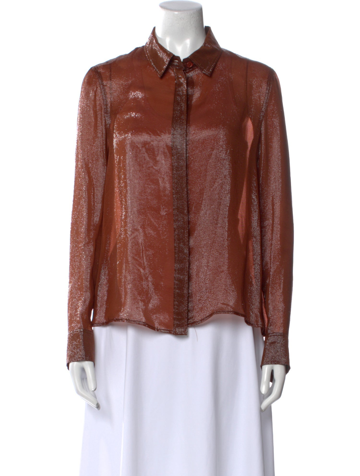 Chloé Silk Long Sleeve Button-Up Top