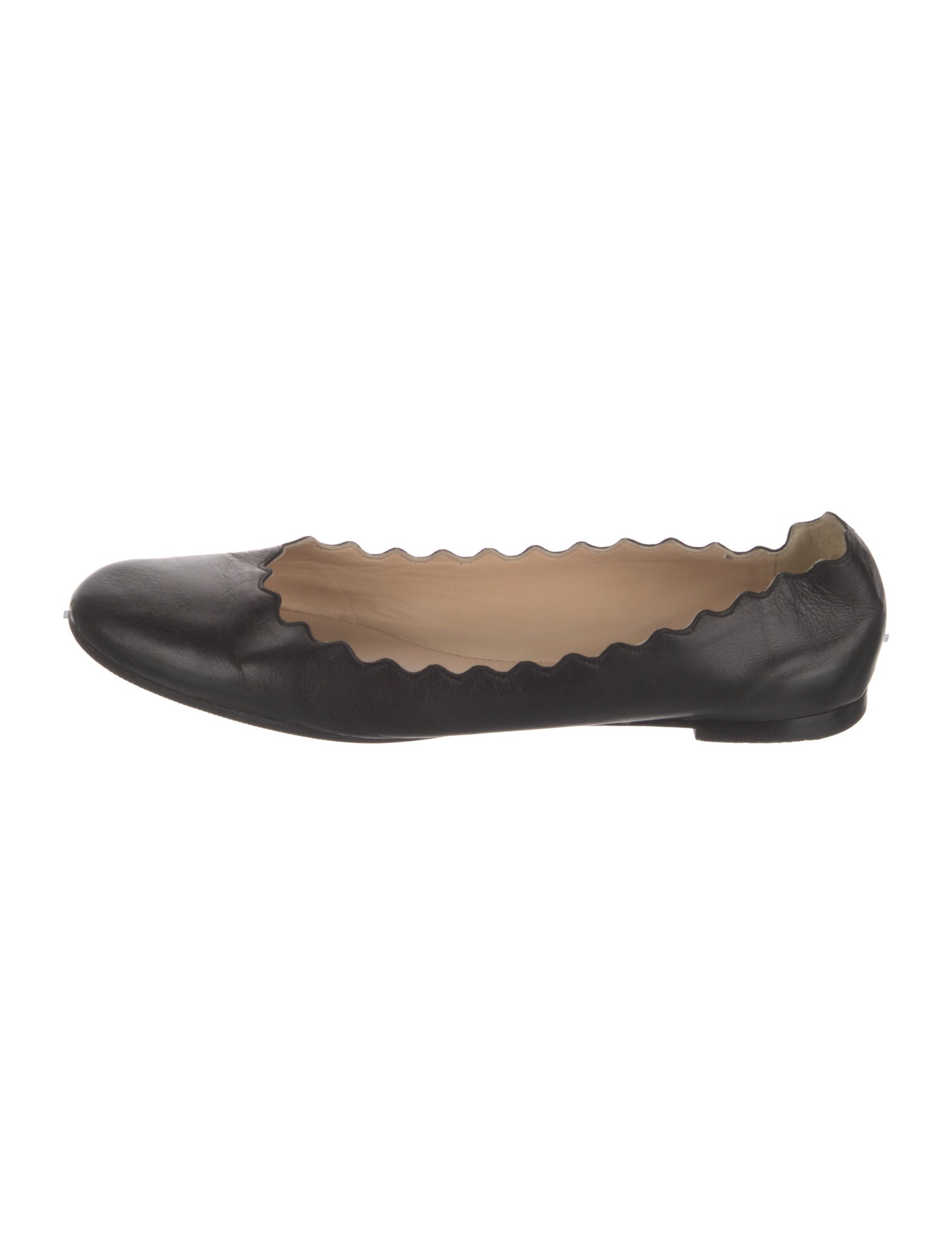 Chloé Leather Scalloped Accent Ballet Flats