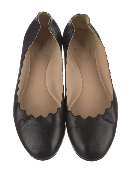 Chloé Leather Scalloped Accent Ballet Flats