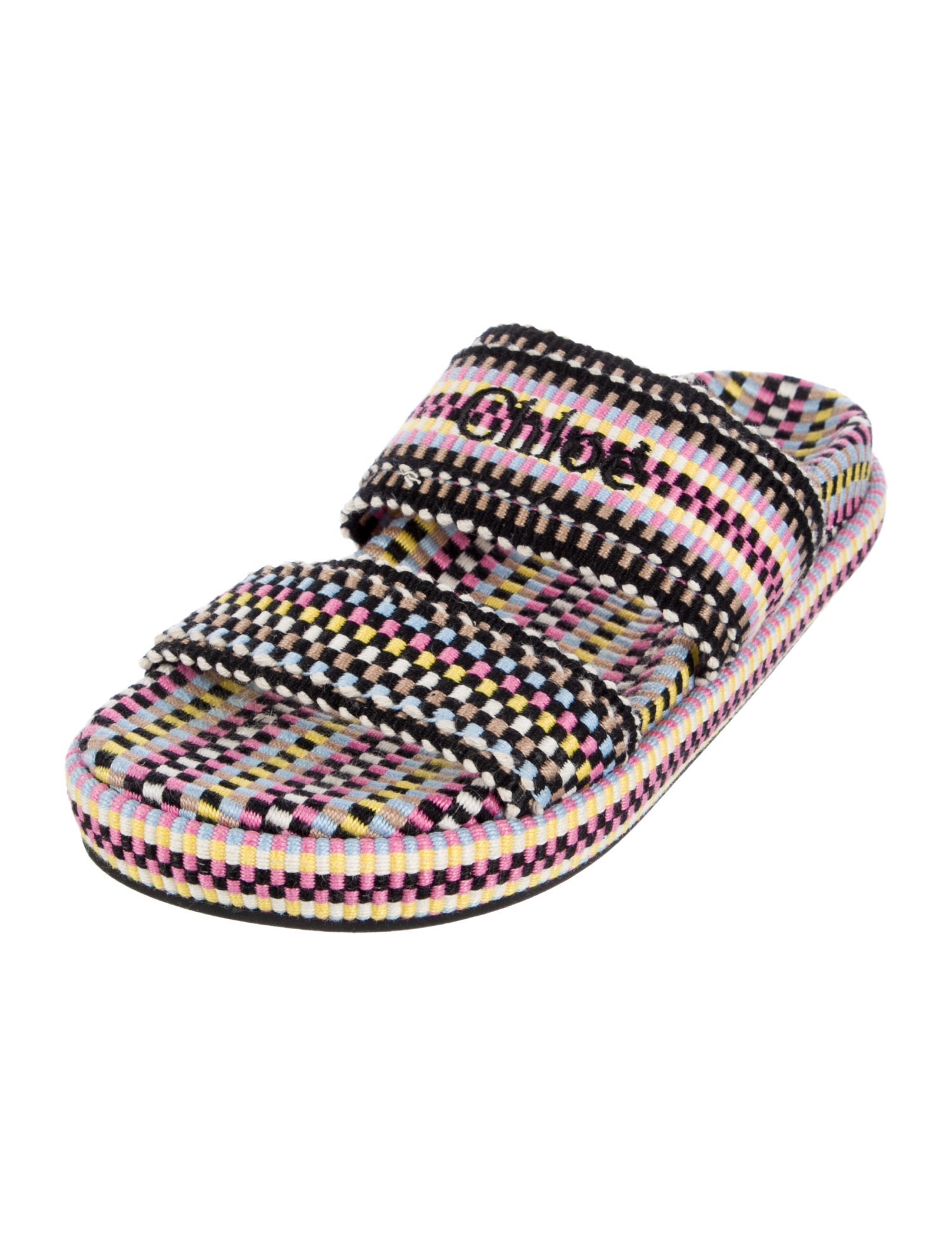 Chloé Patterned Embroidered Accent Slides