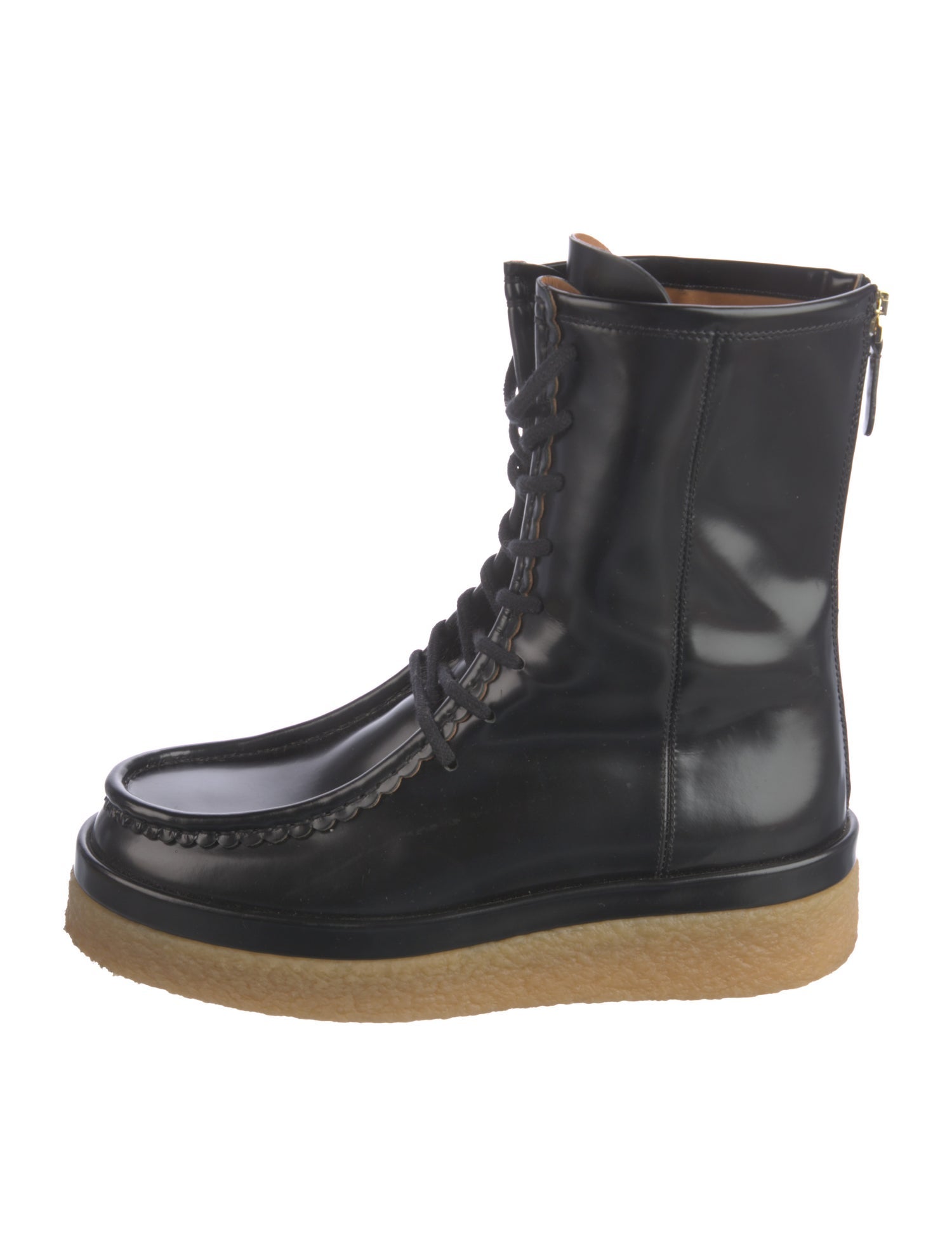Chloé Leather Colorblock Pattern Combat Boots
