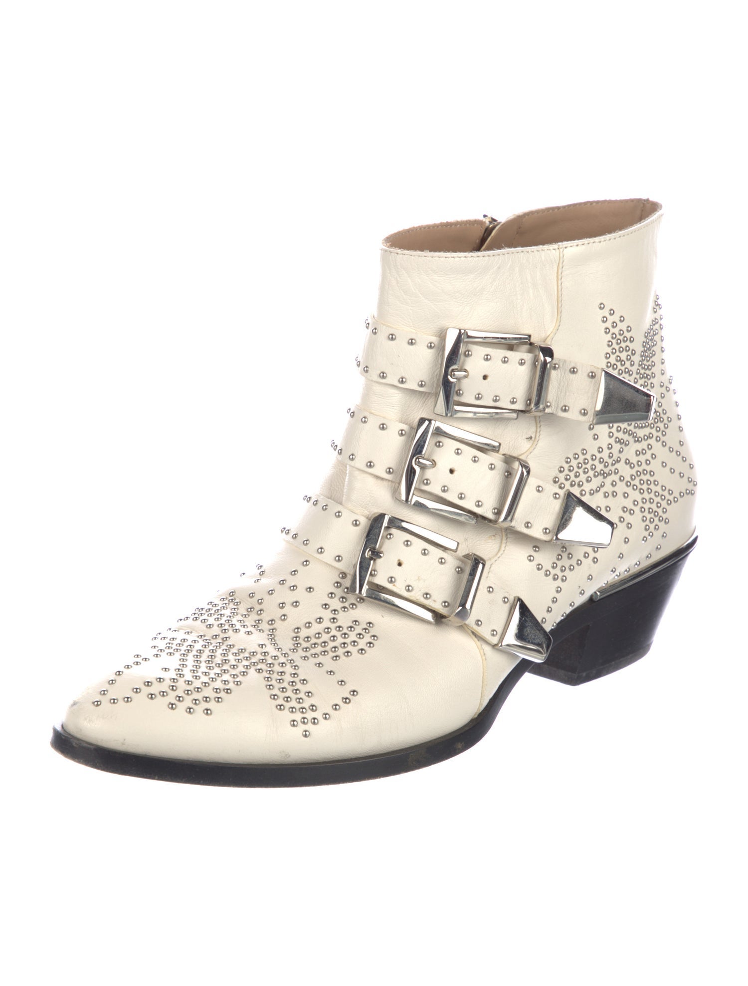 Chloé Leather Studded Accents Boots