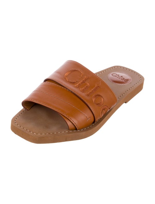 Chloé Leather Embroidered Accent Slides