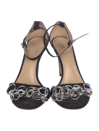 Chloé Suede Chain-Link Accents Sandals