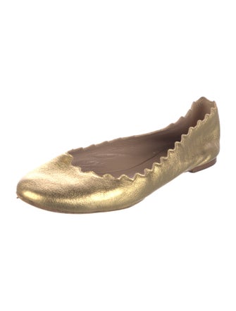 Chloé Leather Scalloped Accent Ballet Flats