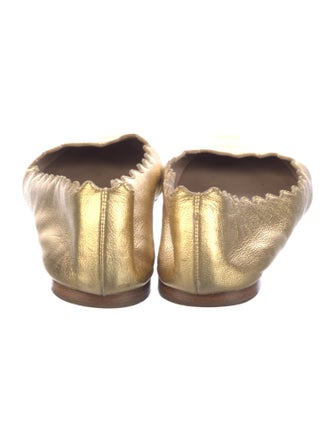 Chloé Leather Scalloped Accent Ballet Flats