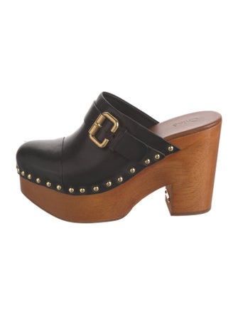 Chloé Leather Studded Accents Mules