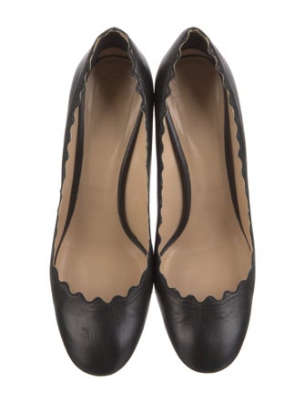 Chloé Leather Scalloped Accent Pumps