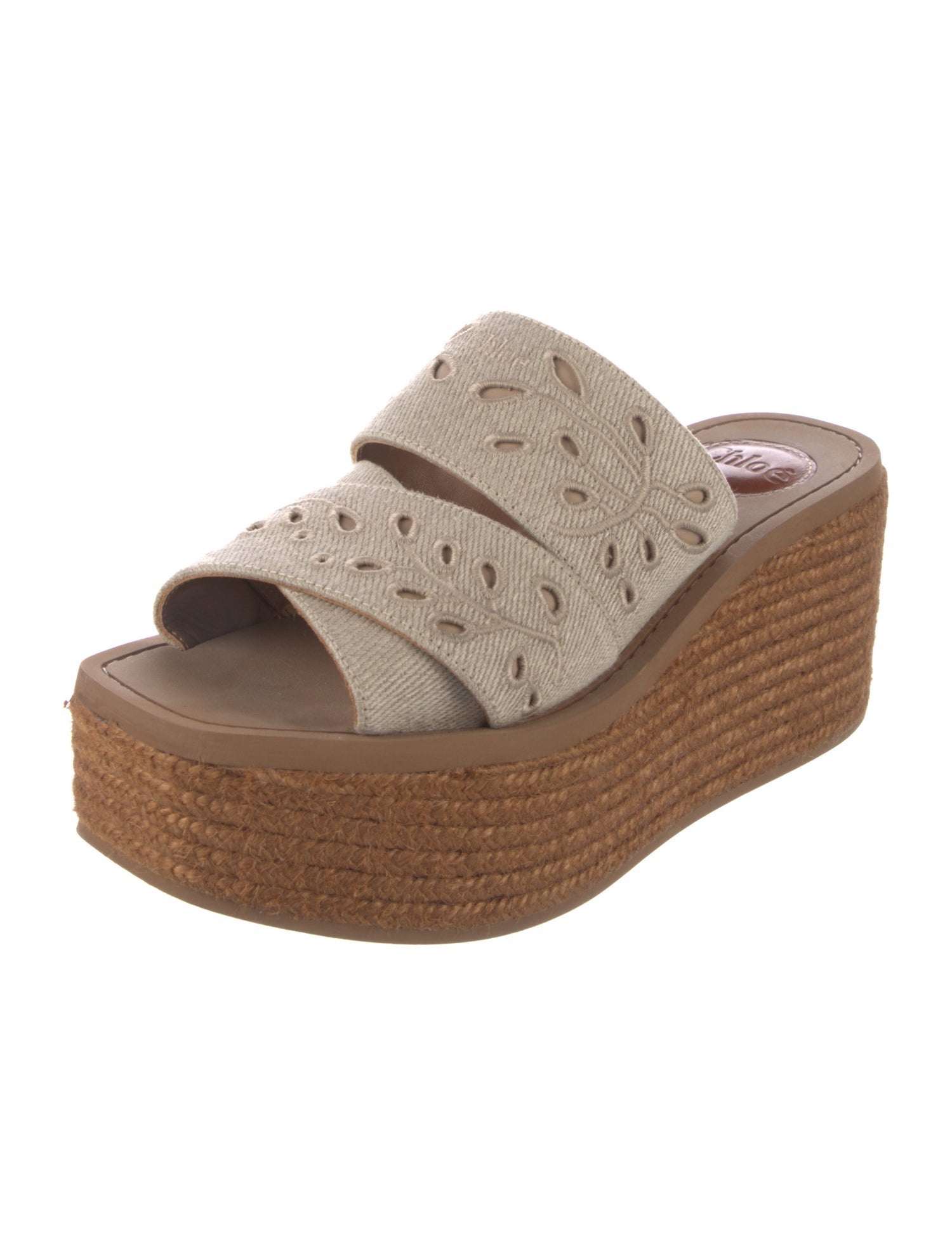 Chloé Canvas Eyelet Trim Espadrilles