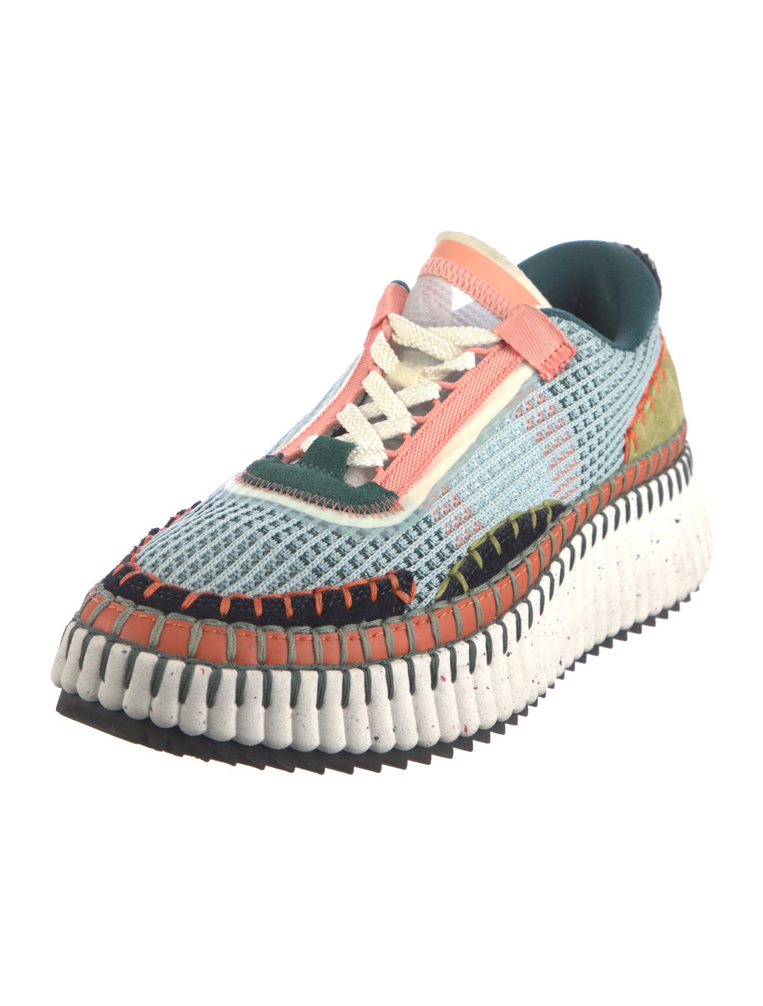 Chloé Patterned Mesh Accents Sneakers