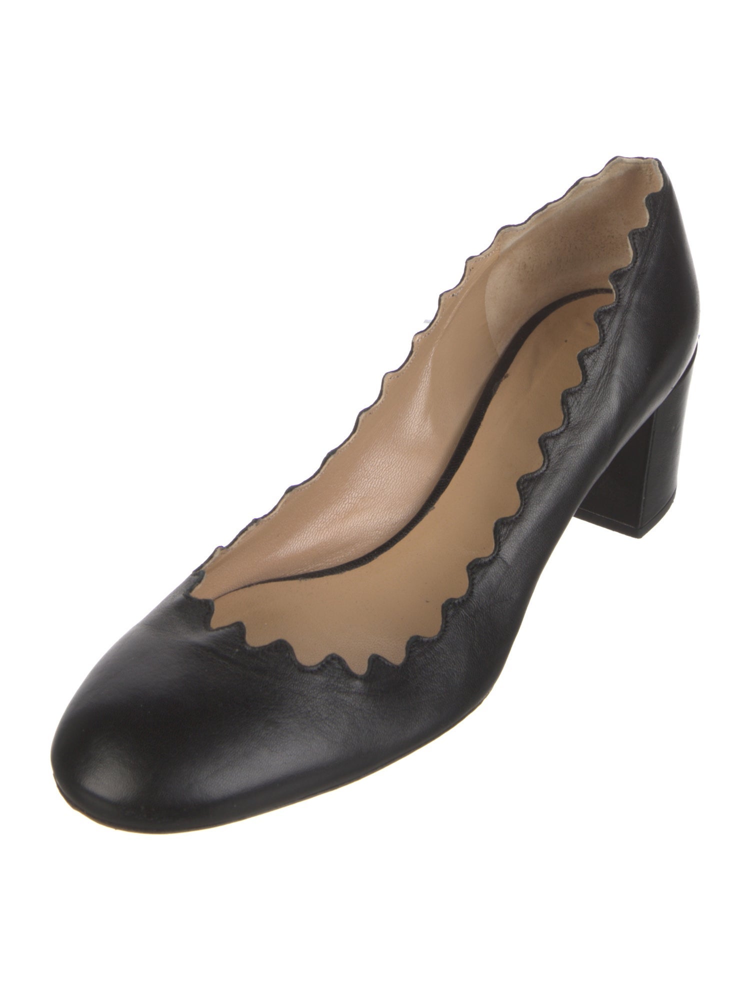 Chloé Leather Scalloped Accent Pumps