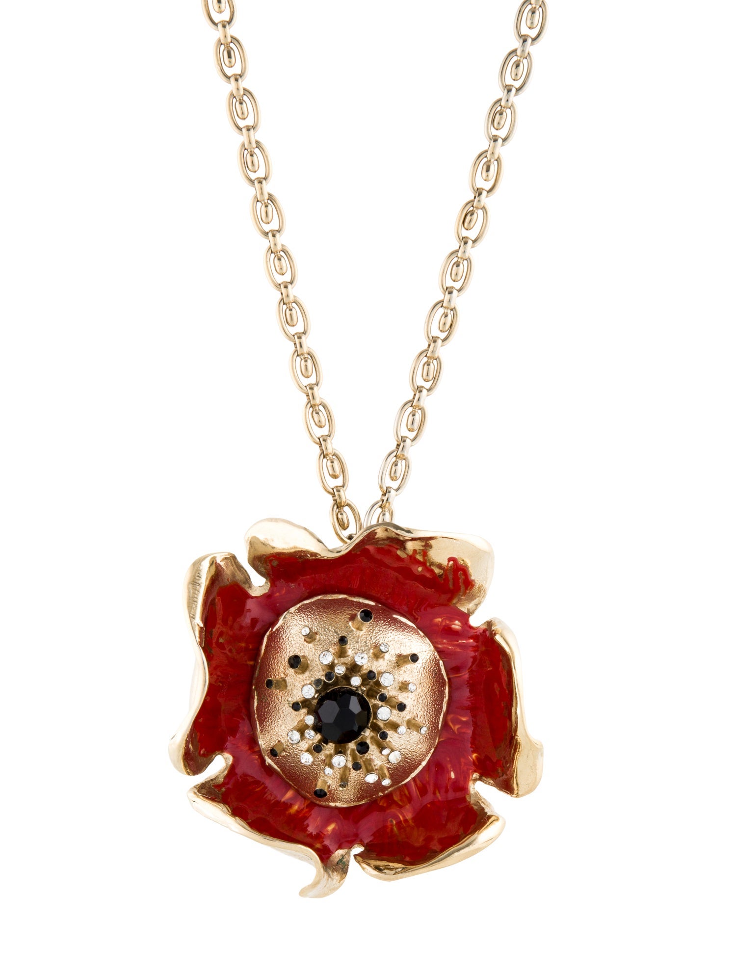 Chloé Crystal & Enamel Flower Pendant Necklace