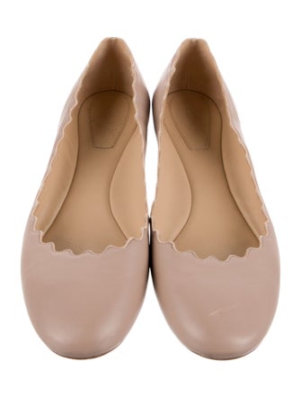Chloé Leather Scalloped Accent Ballet Flats