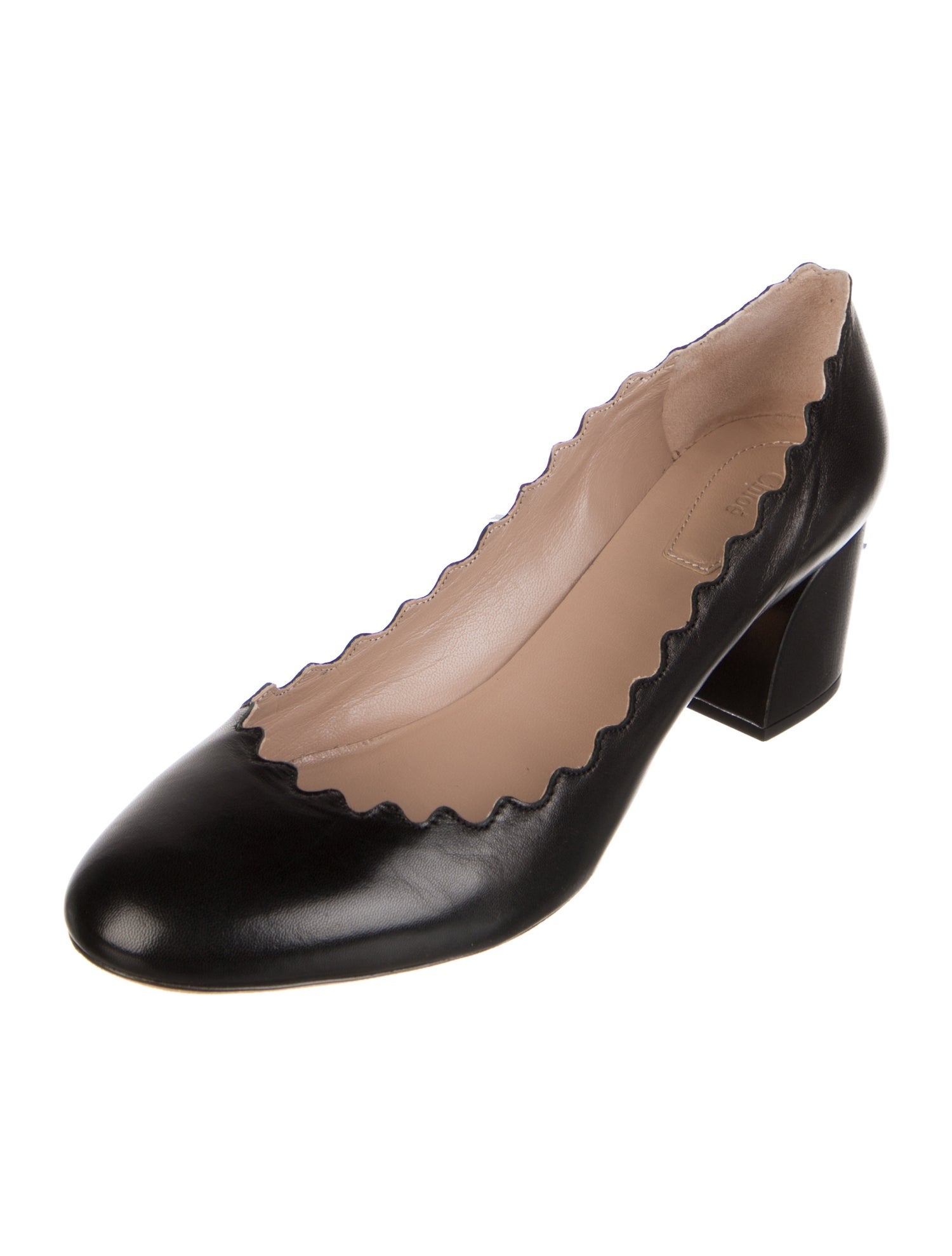 Chloé Leather Scalloped Accent Pumps