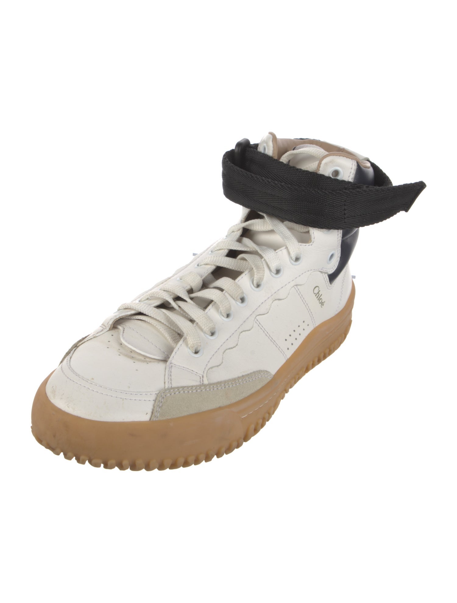 Chloé Leather Colorblock Pattern Sneakers