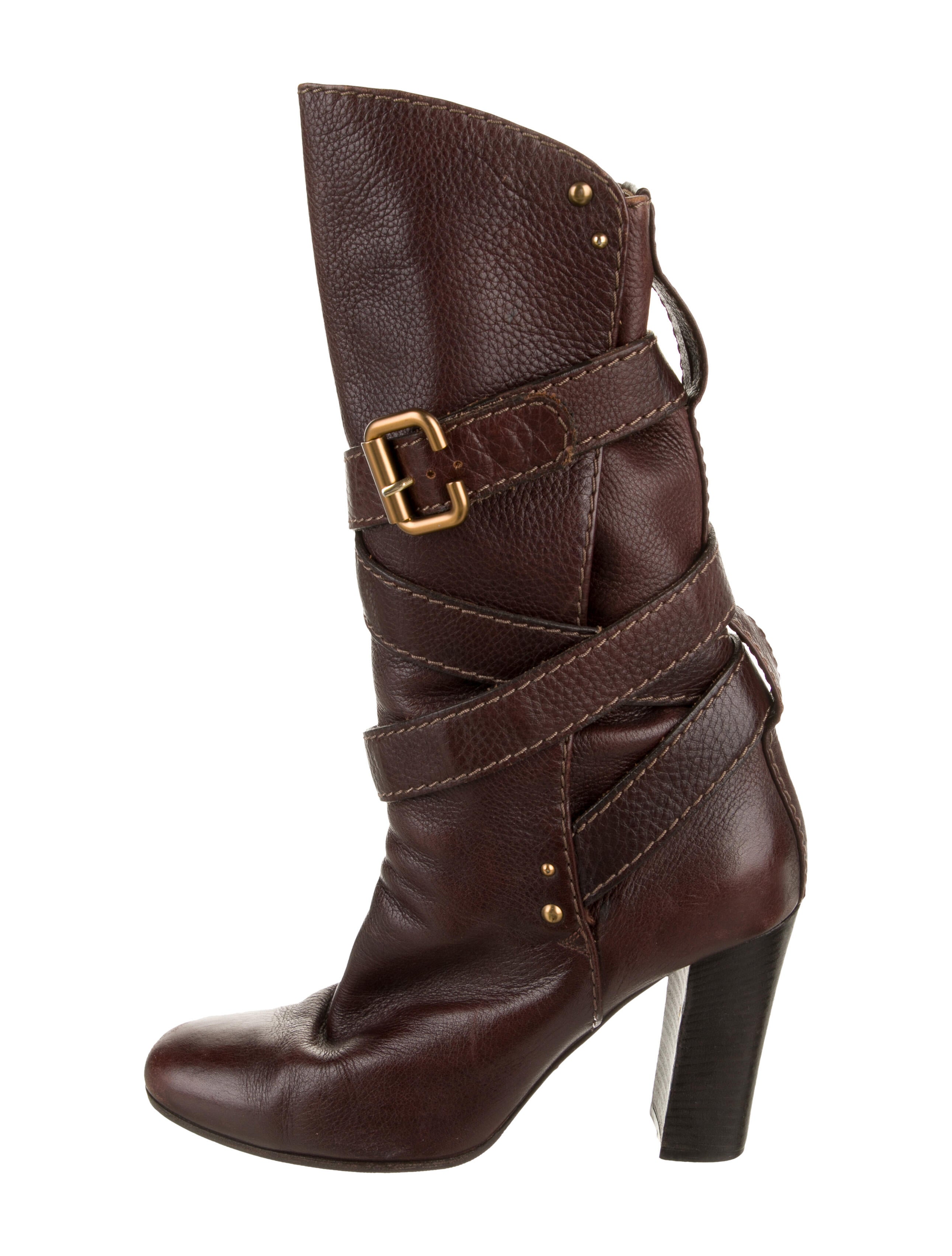 Chloé Leather Studded Accents Boots