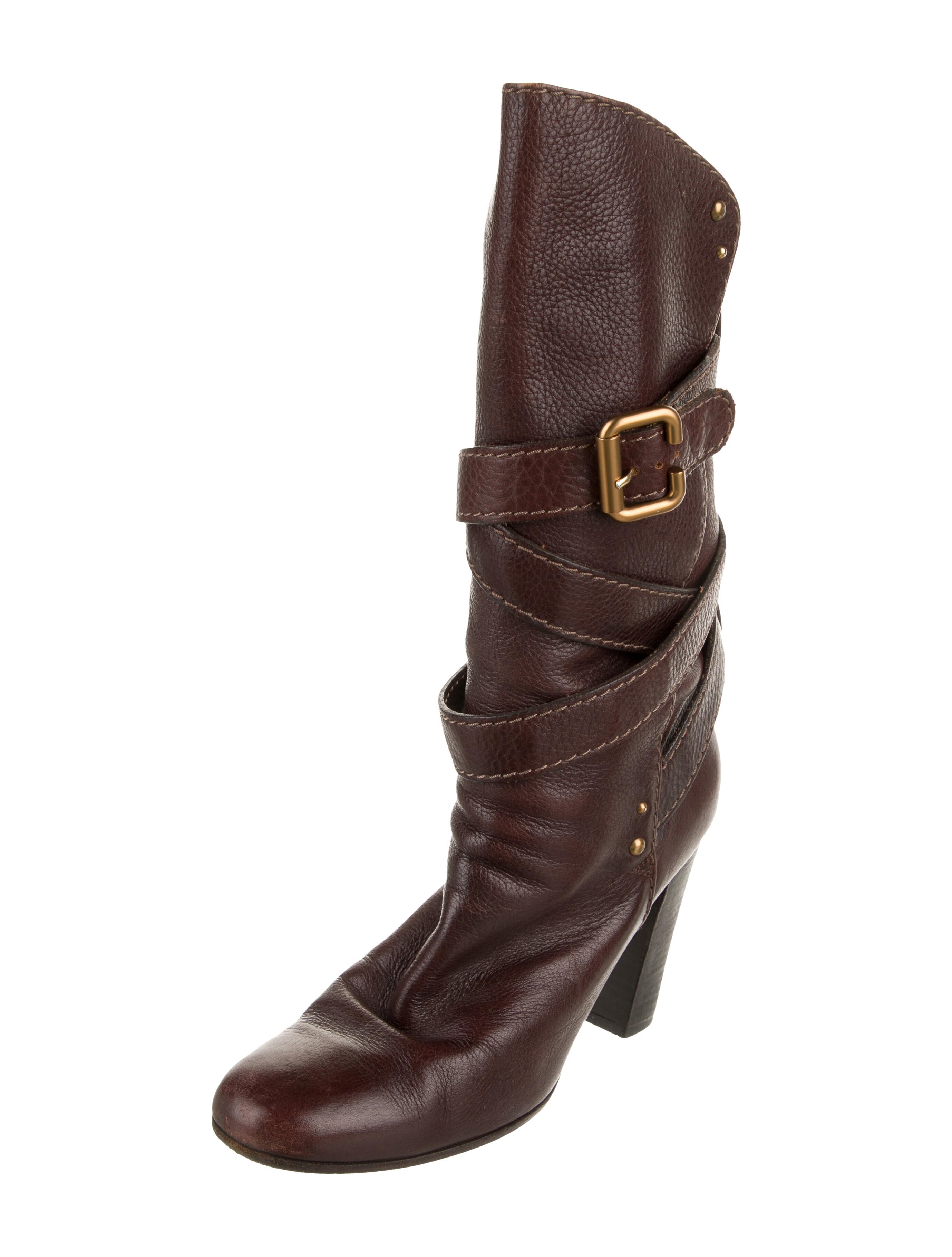 Chloé Leather Studded Accents Boots