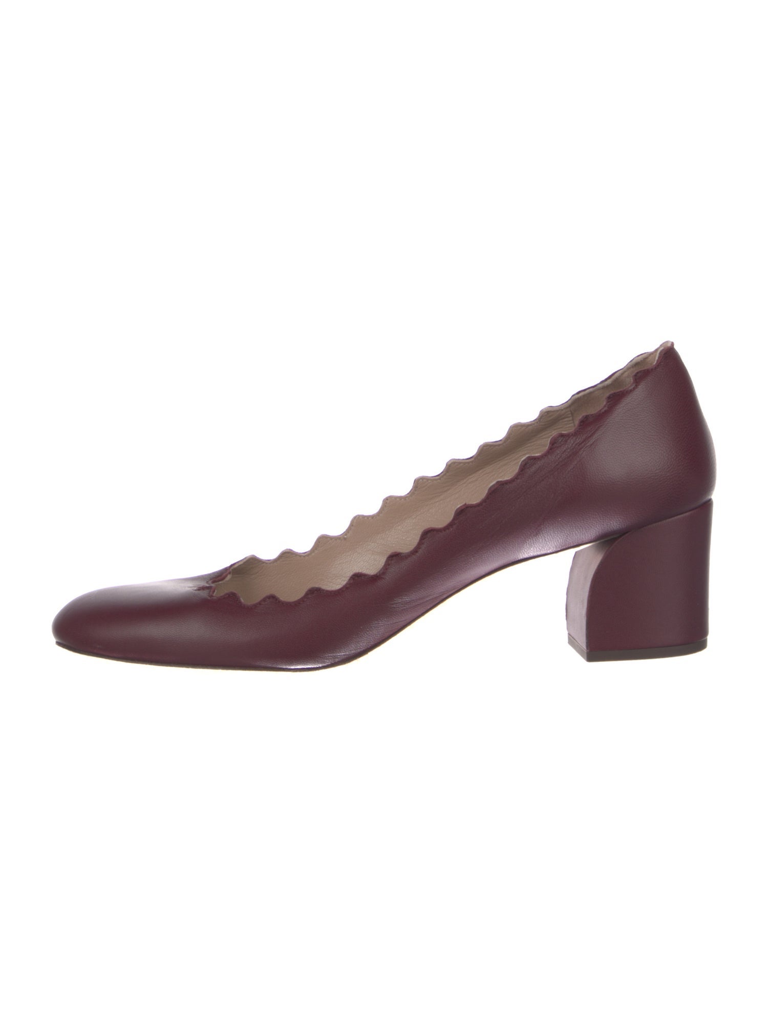 Chloé Leather Scalloped Accent Pumps