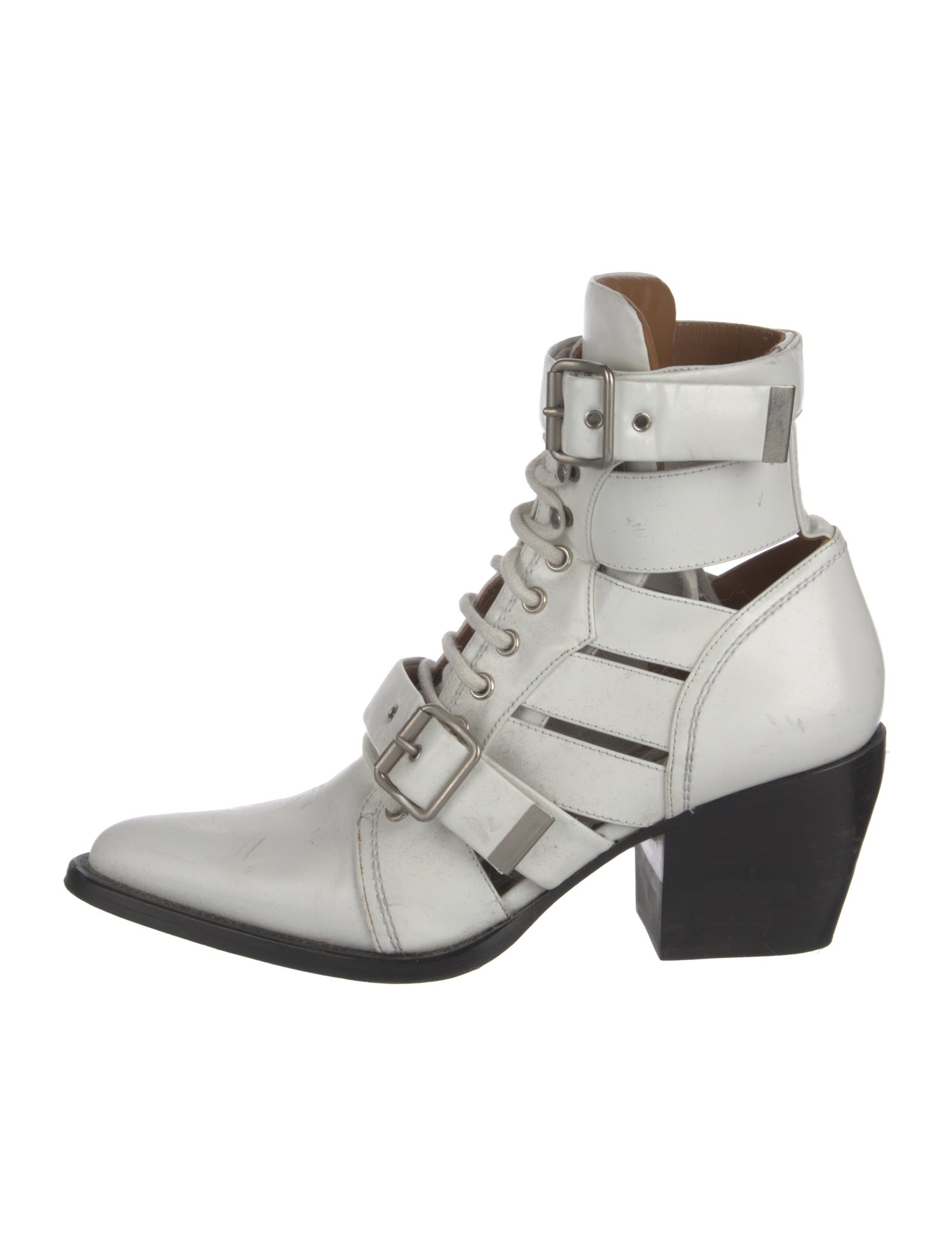 Chloé Leather Cutout Accent Lace-Up Boots