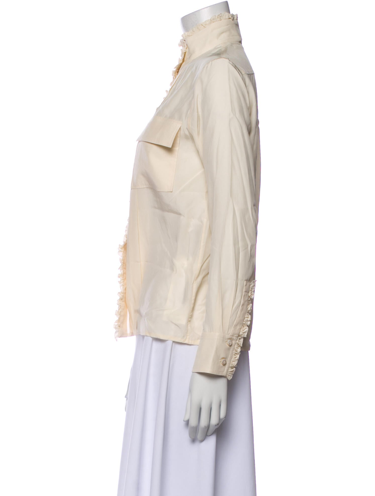 Chloé Silk Mock Neck Button-Up Top