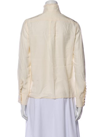 Chloé Silk Mock Neck Button-Up Top